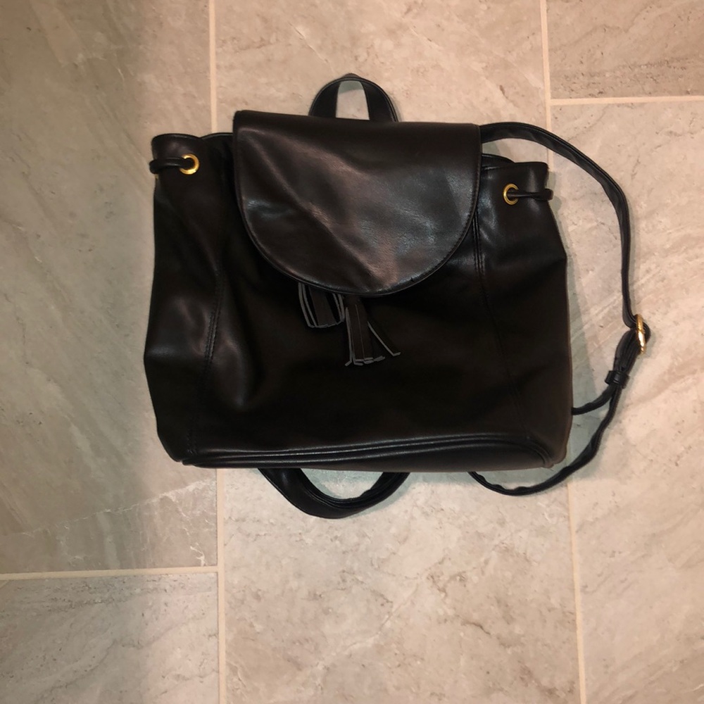 Black leather backpack